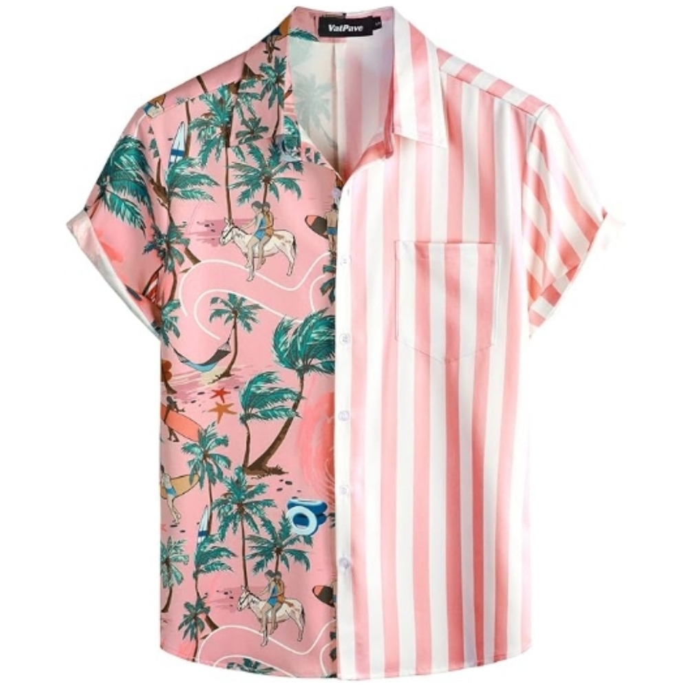 Hawaiian Flamingo Casual Tropical Short Sleeve Shirt Pink - Picture 6 of 6